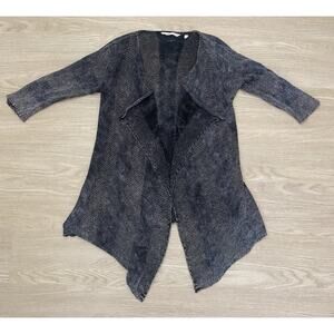 Soft Surroundings Cardigan PS/PM Gray Open Front Open Knit Artsy Boho Lagenlook